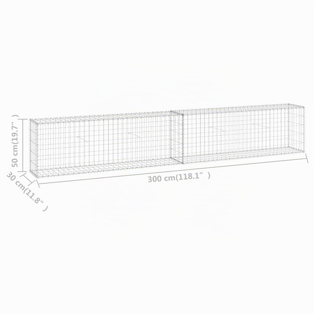 Gabionenwand mit Abdeckung Verzinkter Stahl Gabione Steingabionen Steinkorb Gabionen Wand Drahtkorb Draht Mauer Verzinkter 300x30x50 cm