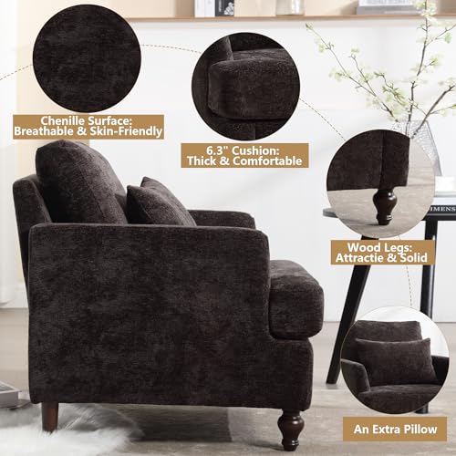 Sillón acolchonado Chenille negro moderno plegable miniatura 4