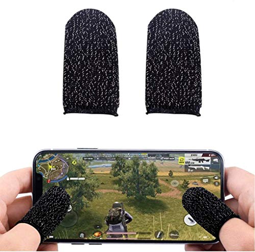 Image of Thumb & Finger Sleeve for Mobile Game with Super Conductive Fiber Fabric, Anti-Sweat & Breathable for PUBG, Garena Free Fire, Rules of Survival, Knives Out, COD Mobile (4 Pair-8 pcs With Black Pouch)