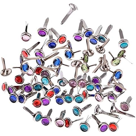 120 Pcs Split Pins Paper Fasteners Multicolor Round Metal Pastel Round Brass Plated for DIY Art Craft Accessories, Scrapbooking Brads, Craft Pins Pushpin, 8mm x 15mm Cover