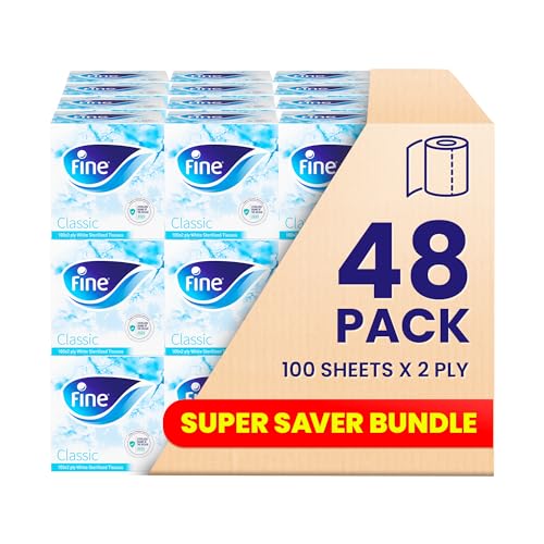 Fine Cubic Facial Tissue box 48 packs of 100 sheets x 2 Ply