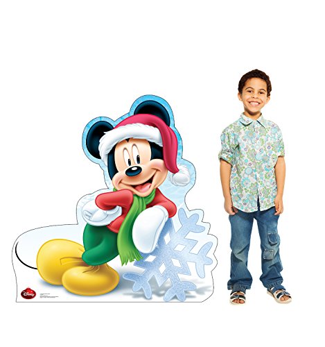 Image of Cardboard People Holiday Mickey Mouse Life Size Cardboard Cutout Standup - Disney Holiday Collection