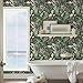Fititem Floral Peel and Stick Wallpaper Boho Floral Contact Paper Flower Removable Self Adhesive Contact Paper Wildflower Dark Green Vintage Waterproof Wallpaper Bathroom Bedroom Leaf 17.3inW 78.7inL