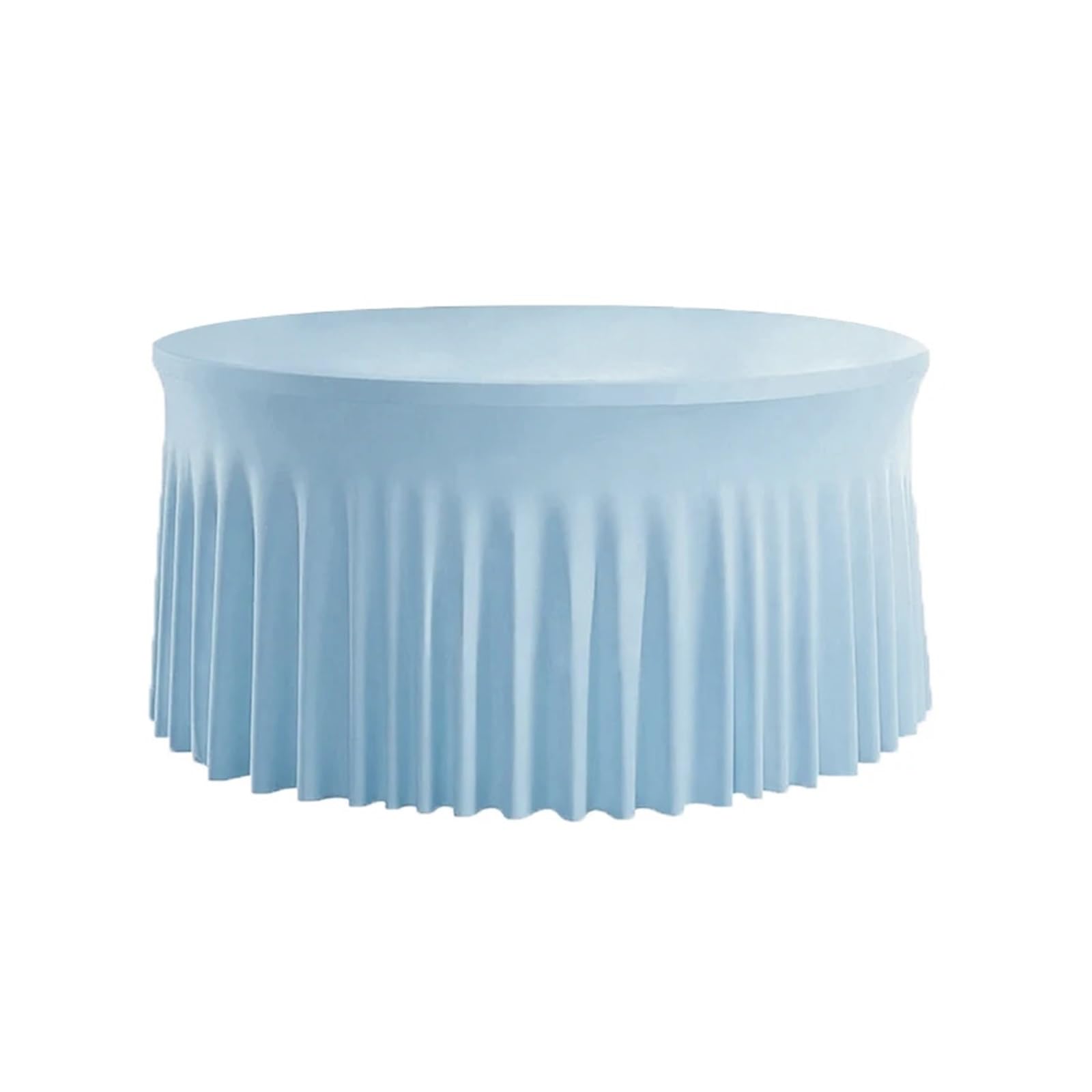 SHBHWS Pleated Wave Spandex Round Tablecloth Elastic Skirted Cover for Banquet Wedding Stain-Resistant for Wedding Banquet(Sky blue,5FT 153.0CM ROUND)