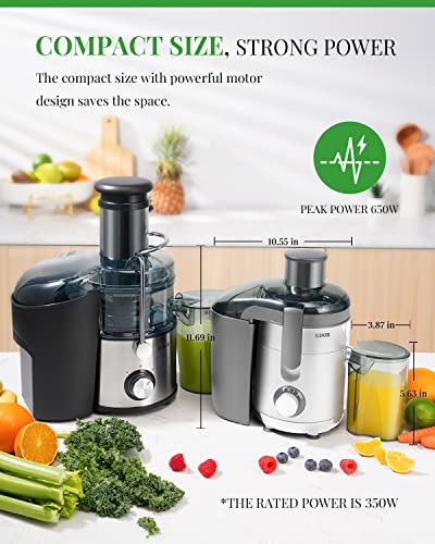 Juicer With Titanium Enhanced Cut Disc, Gdor Dual Speeds Centrifugal Juice Maker Machines With 2.5" Feed Chute, For Fruits And Veggies, Anti-Drip, Includes Cleaning Brush, Bpa-Free, White #TOP3