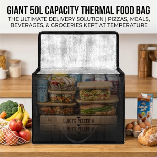 Image of Match Made 50L Insulated Thermal Bag for Hot & Cold Food, Reusable Cooler Tote with Zipper, Heavy Duty Delivery & Grocery Shopping Bag,Freezer Storage Bag for Travel & Picnic