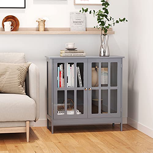Kleankin Sideboard Buffet, Storage Cabinet Cupboard With 2 Doors, Credenza For Multifunction In Kitchen, Console, Living Room, Gray #TOP6