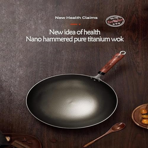 Wok ultraligero de titanio con tapa y mango frío miniatura 2