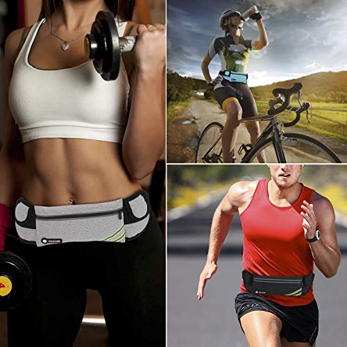 MAXTOP Unisex Running Belt Waist Pack - Reflective Water Resistant Slim Fanny Pack for Running Fitness Travelling Money Belt Carrying iPhone Samsung Up to 6.4inch