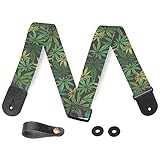 JUSWEDO Cannabis leafs Marijuana weedd leaff hemp leavess Polyester Eletric Bass Guitar Strap,weed Vintage Headless 5 String Guitars Accessories,Unique Gifts for Music Player