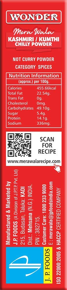 WONDER Mera Wala Kumthi Kashmiri Chilli Powder/ Lal Mirch Powder/For Delicious & Flavourful Cooking/No Artificial Flavour Added/No Preservatives Added -100 Gm 3