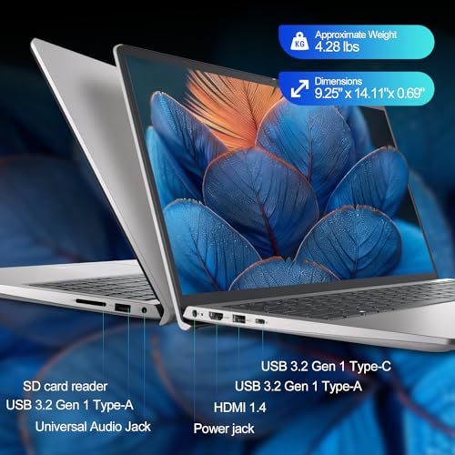 Image of Dell 15 Laptop DC15250 for Business, Intel 10-Core i7-1355U, 32GB RAM, 1TB SSD, 15.6 inch FHD IPS 120hz 250nits Display, Backlit Keyboard, Fingerprint Reader, Copilot AI, Windows 11 Pro, Sliver