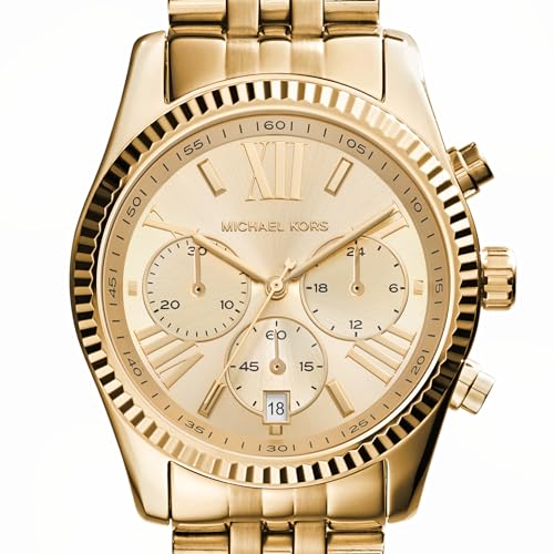Image of Michael Kors Stainless Steel Lexington Analog Gold Dial Women's Watch