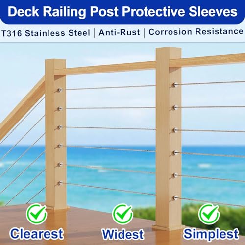 Image of Steel DN Mate 30 Pack Stainless Steel Protector Sleeves for 1 /8 inch Wire Rope, Cable Railing Hardware for Deck /Cable Railing System, T316 Marine Grade, Cable Sleeves Come with a Drill Bit DE100