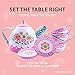 Tickle & Main Little Girls Tea Party Set for Toddlers 1-3 - Medium Pink Floral Tin - 12-Piece Bundle with Storybook, Straw Hat & Purse - Pretend Play Toddler Tea Time