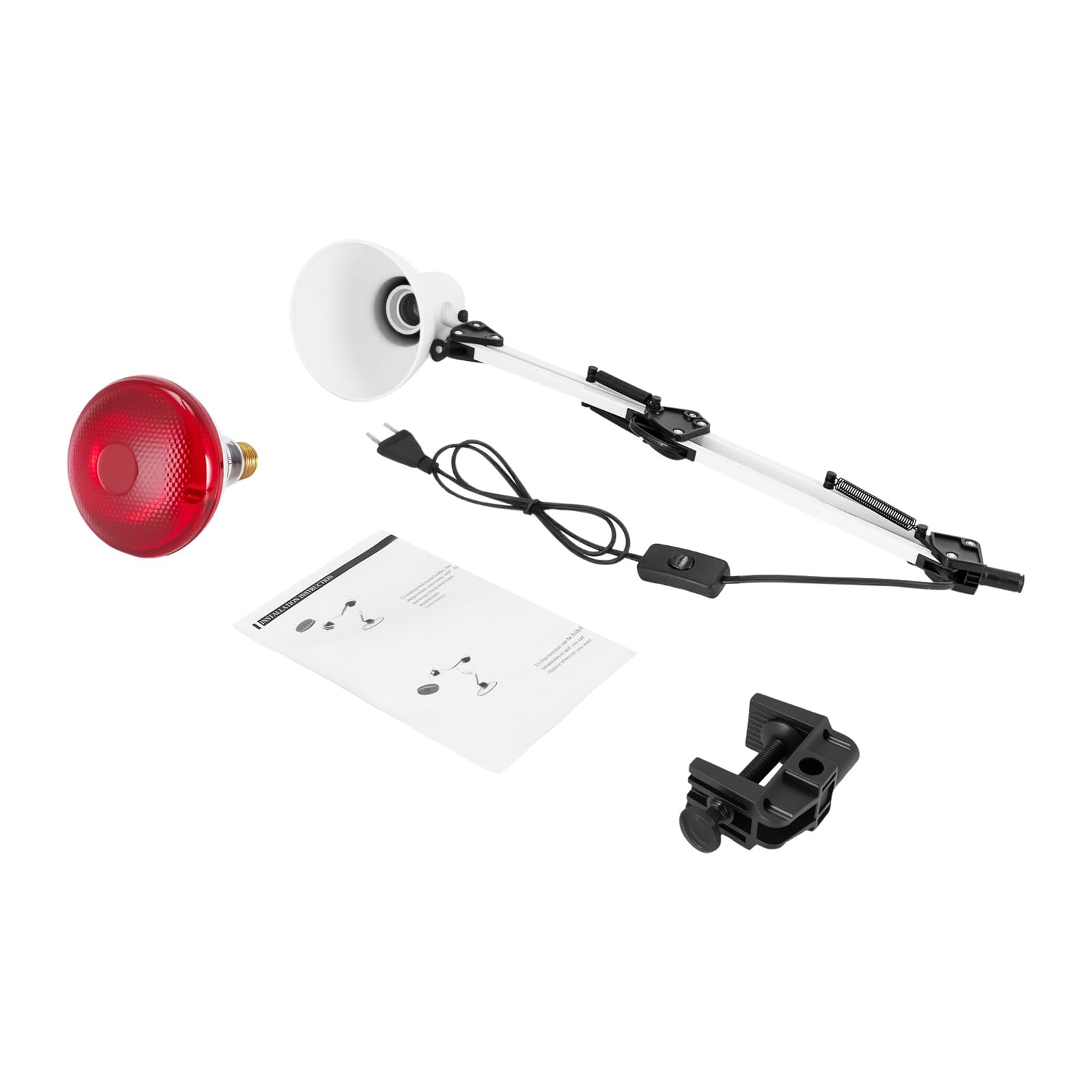 150W Rotlichtlampe Wärmelampe 220V Infrarotlampe 360° Drehbar Therapielampe mit Klemme Faltbares Rotlichtlampe Multifunktional Rotlichtlampewärmelampe für Massagesalons