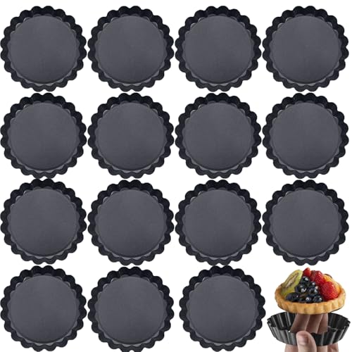 Listado de Moldes para quiche y tarta Top 10. 45 KUAYB - Mini sartenes antiadherentes de 16 piezas con parte inferior extraíble, quiche estriado de 4 pulgadas y moldes para tartas para tartaletas, pasteles de mousse, magdalenas,...