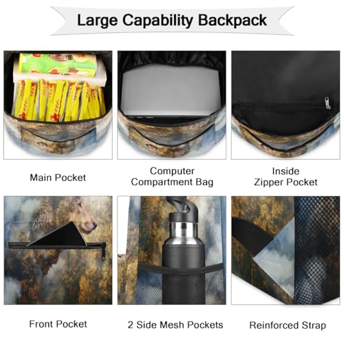 Sac à dos de randonnée loup avec compartiments renforcés taille large