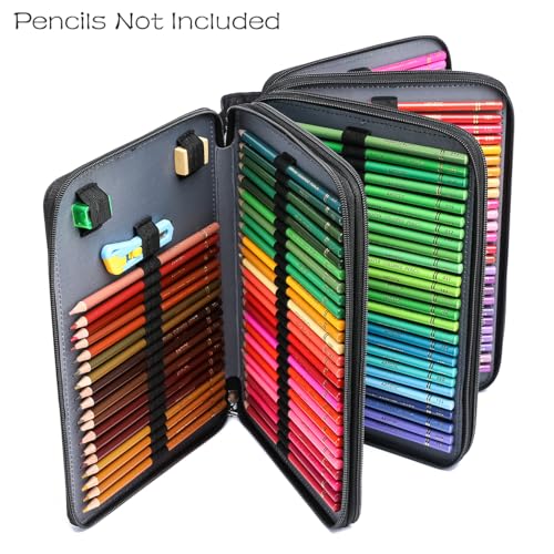 Image of YOUNGCOL 200 Slots Colored Pencil Case Color Pencil Organizer Storage Large Capacity Pencil Case (Black + Retro Flower)