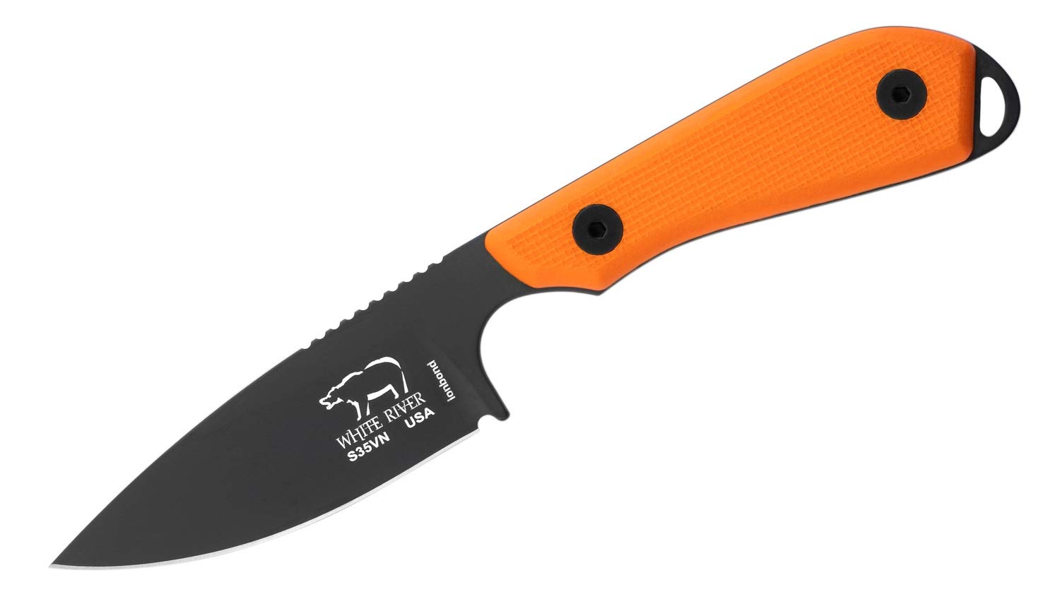WhiteRiver Model 1 Pro Black Coated Blade/Orange Textured G10 Handle WRM1-TOR-CBI
