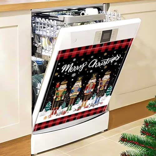 Image of Christmas Nutcracker Dishwasher Magnet Cover, 23x26In Nutcrackers Dishwasher Magnet Sticker for Kitchen Winter Holiday Decor Refrigerator Magnet Covers Magnetic Fridge Panel Decal