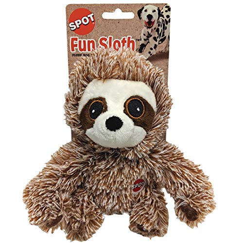 SPOT Fun Sloth Dog Toy - Soft, Stuffed, Squeaky, Plush Fabric Toy for Mini and Small Dogs and Puppies, Enrichment for Light Chewers and Cuddlers, 7in