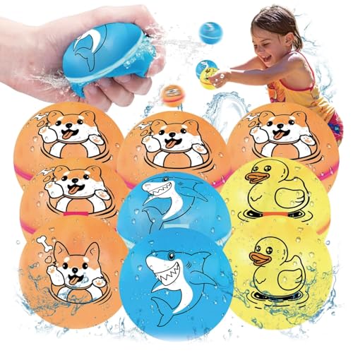 Palloncini d'Acqua Riutilizzabili,9 Pezzi Bombe d'Acqua Magnetici,Gavettoni Riempimento Rapido con Borsa in Rete,Gavettoni D'acqua Autosigillanti per Bambini Adulti per Piscina Feste Estive