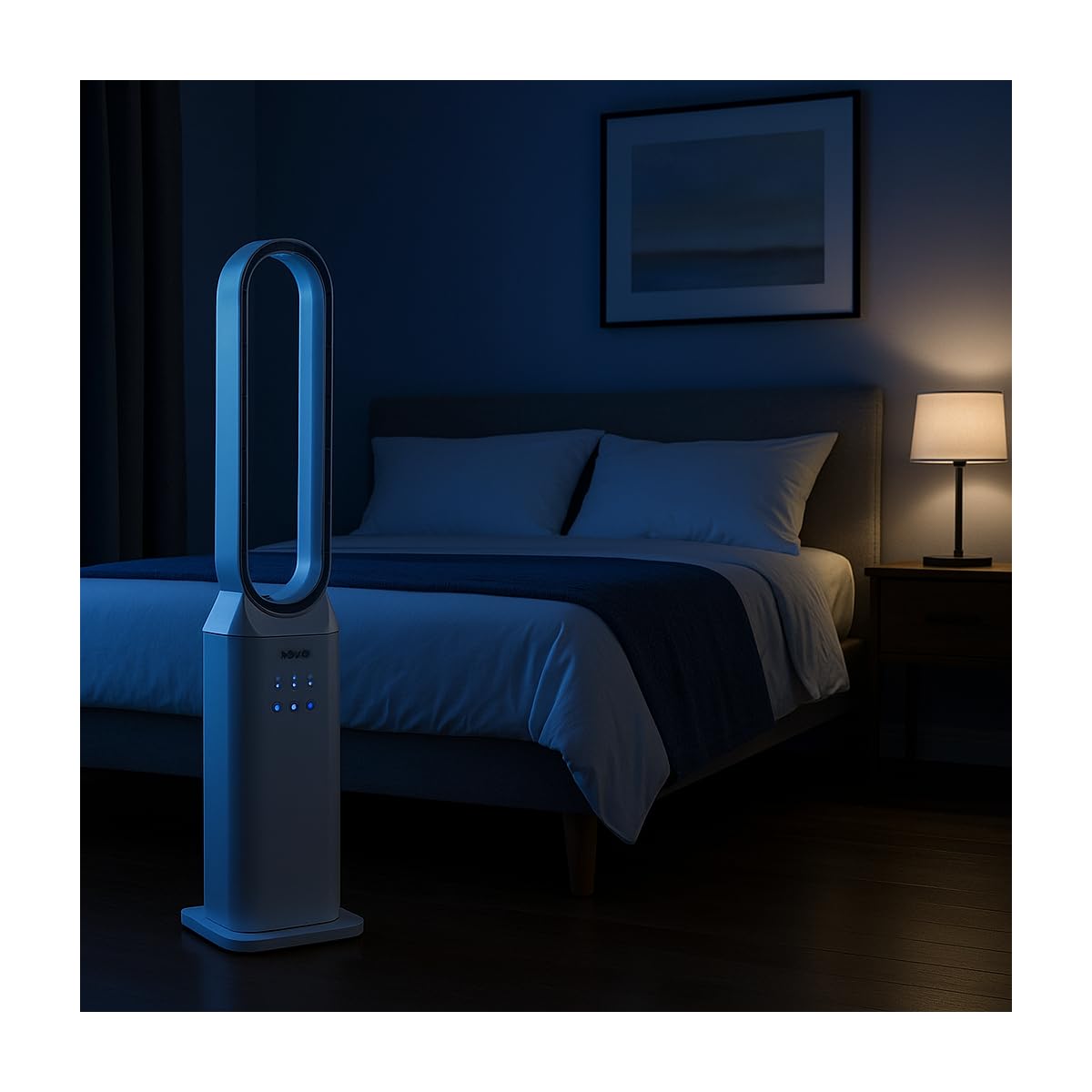 INTEC - Ventola silenziosa 50 W senza pale programmabile - Ventola a telecomando a 3 velocità Timer 7 h Bianco