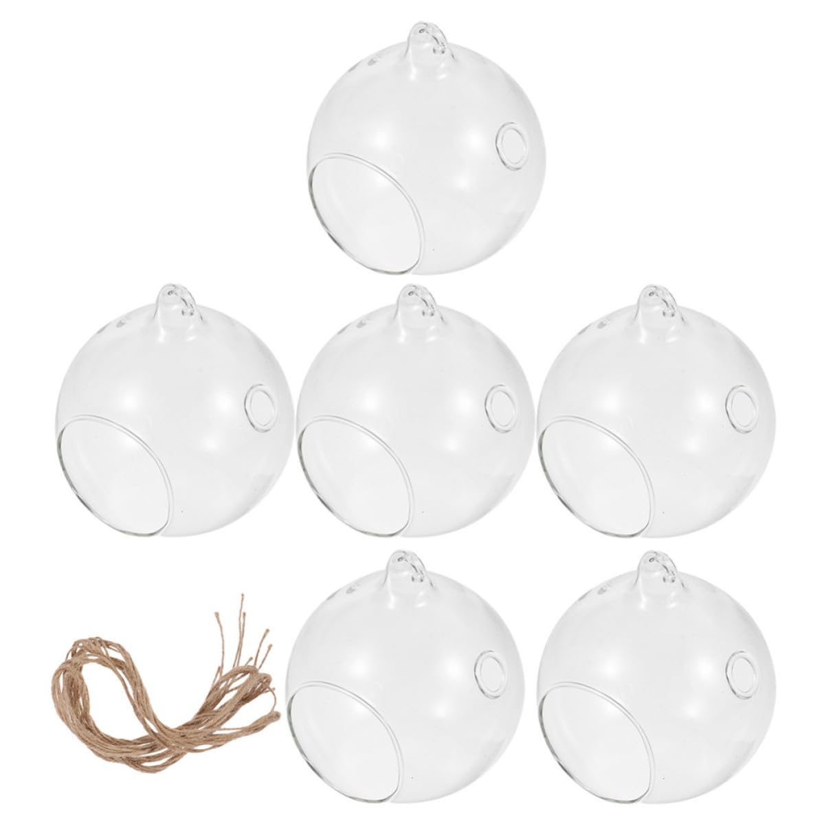 Hemobllo Portacandele da Tè in Vetro a Forma di Sfera Sospesa 6 Pezzi Corda per Decorazioni Natalizie e Aria per New Year e Thanksgiving Day