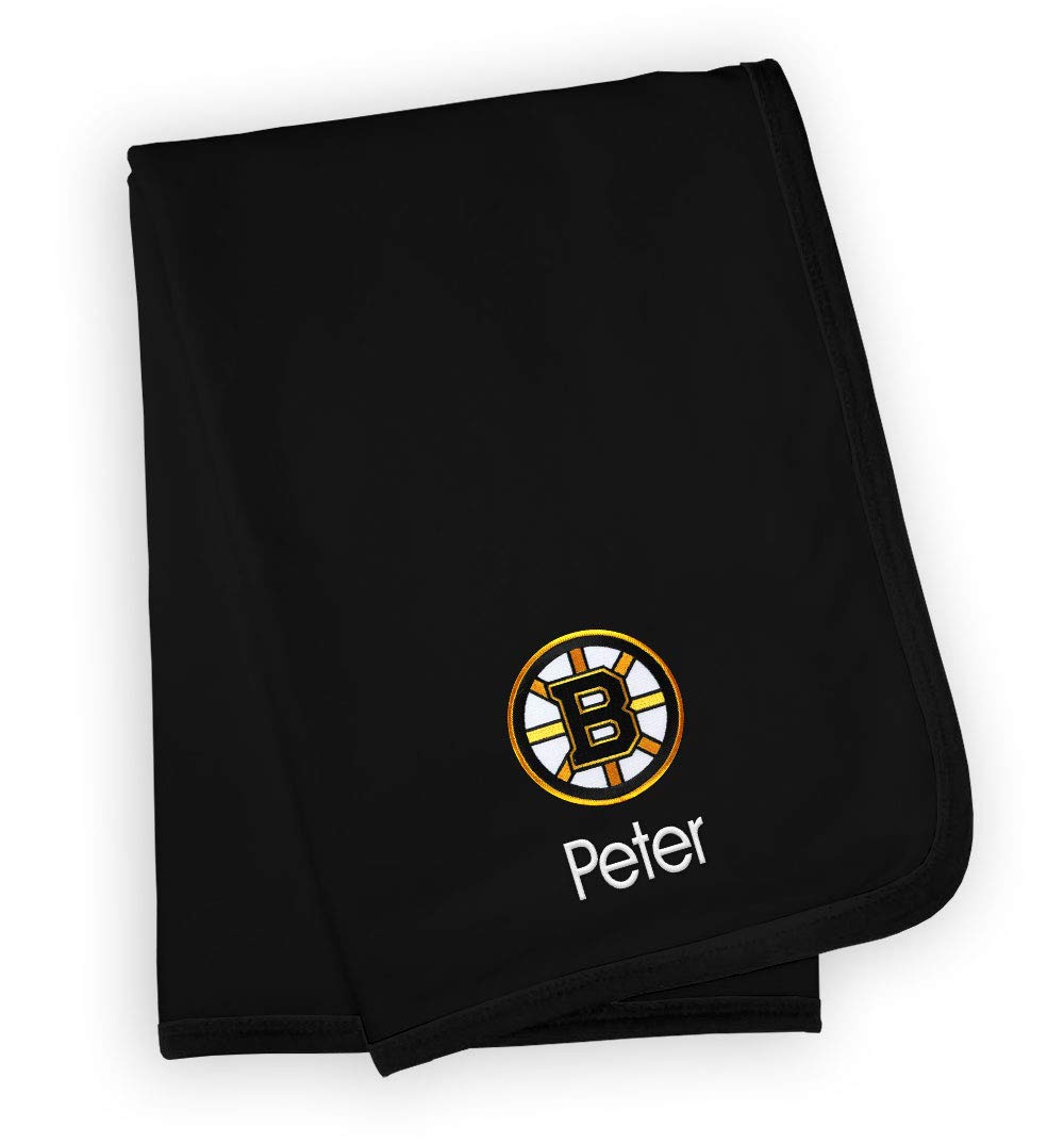 Designs By Chad and Jake Boston Bruins Personalized Baby Blanket (Black)