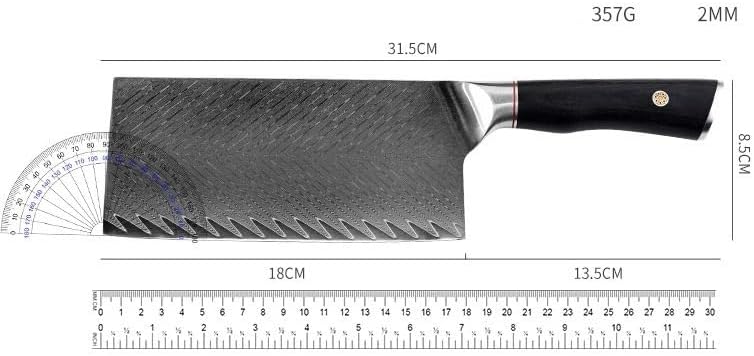 Meat Cleaver,Cleaver Knife 7 Inch Chinese Chef Knife Wood Handle 67 Layer Damascus 10Cr15MoV Steel Core Blade Sharp Cleaver Slicing Kitchen Knives Cooking Tools (Color : Slicing Knife-B, Size : 7 in