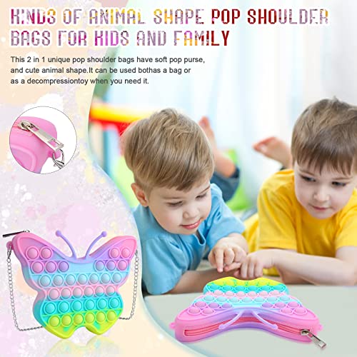 MOVCZON Girls Crossbody Purses Little Girls Wallet Gifts Presents for Toddler Kids Rainbow Handbags Plush Purse Bag Fidget Toys