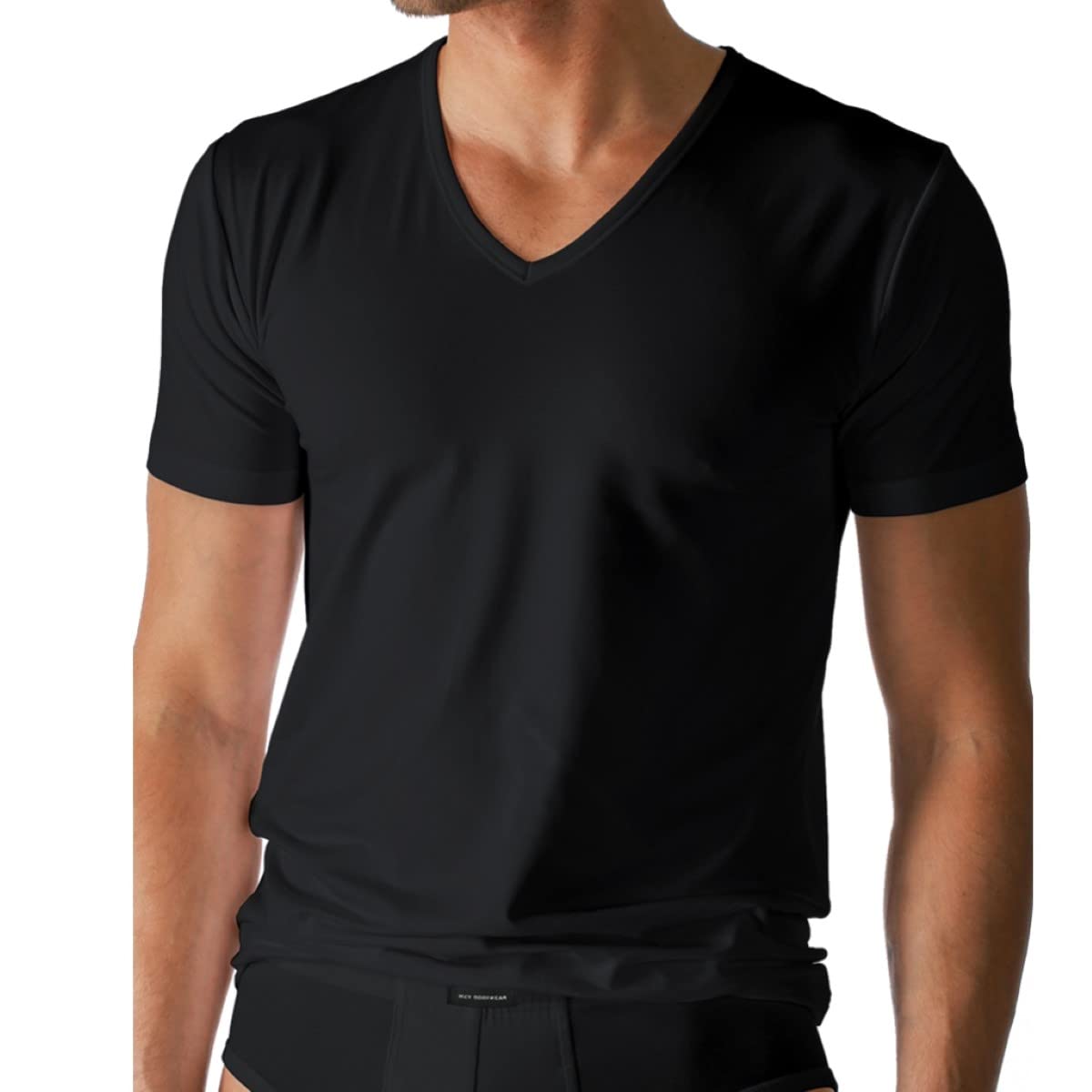 Mey - Herren V-Neck Shirt ''Dry Cotton'' schwarz Halbarm (Unterhemd/T-Shirt)