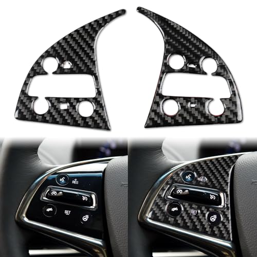 Auto Main Driver's Rudder Buttons Decoration Decal 2pcs Premium Sticker Compatible with Cadillac ATS 2013 2014 2015 2016 2017 2018 2019 Sedan Real Quality Soft Carbon Fiber Interior Accessories Black