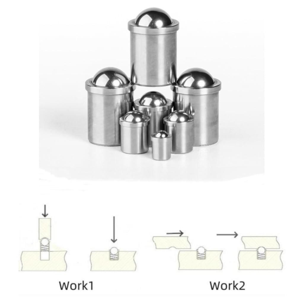 50-Pcs Ball spring plungers made of 303 Stainless steel,Ball Point Spring Plunger,Spring Ball Bearing Door Catch,Fit Ball Point Spring Smooth Plunger (D3x4)