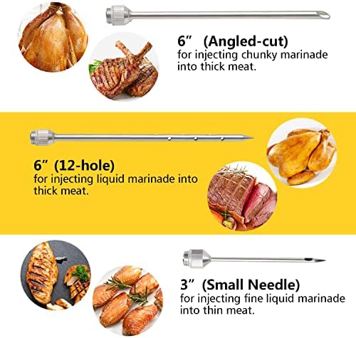 Ofargo Meat Injector, Meat Injectors for Smoking with 3 Marinade Injector Needles; Injector Marinades for Meats, Turkey, Brisket; 2-oz