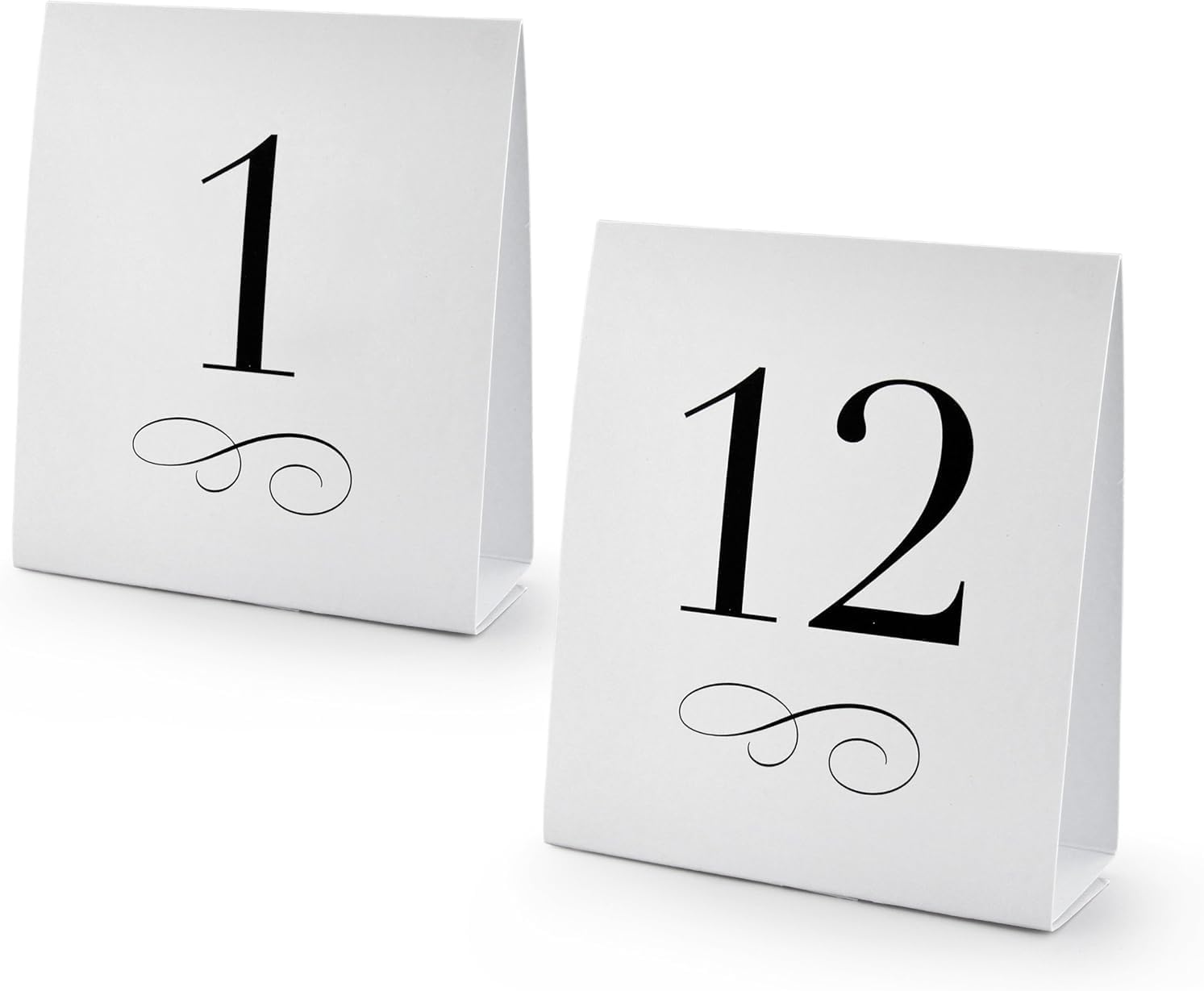 New Star Foodservice 27617 Stainless Steel Tent Style Table Number Card (White 76-100 (3" x 3"))