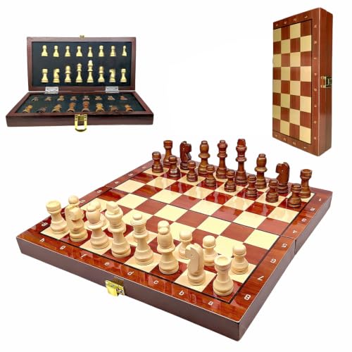 Image of QueensRealm 10 Inch Chess Board Set Wooden Handmade Magnetic Foldable Chessboard for Kids & Adults, Compact & Portable Travel Chess with Inbuilt Storage 2 Players Board Game(10 Inch x 10 Inch- Wooden)