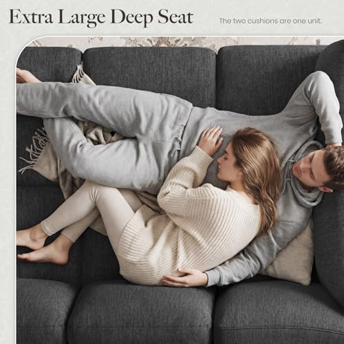 Image of Belffin Modular Cloud Sleeper Sofa Bed with Deep Seat Cloud Sectional Couches for Living Room. Dark Grey Couch