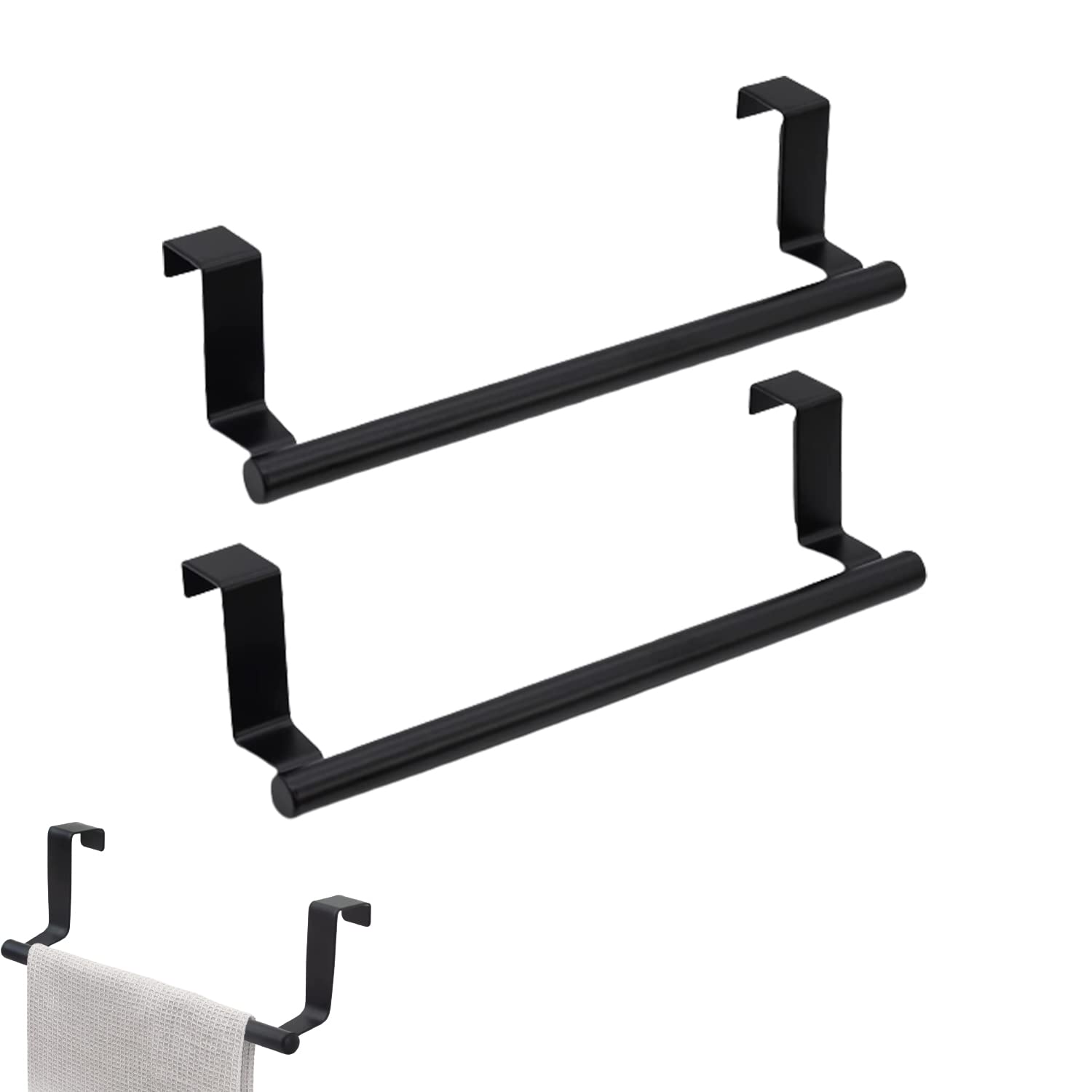 2 Porte-Serviettes Mural En Inox - Support Suspendu Pour Porte D'Armoire - Salle De Bain Et Cuisine
