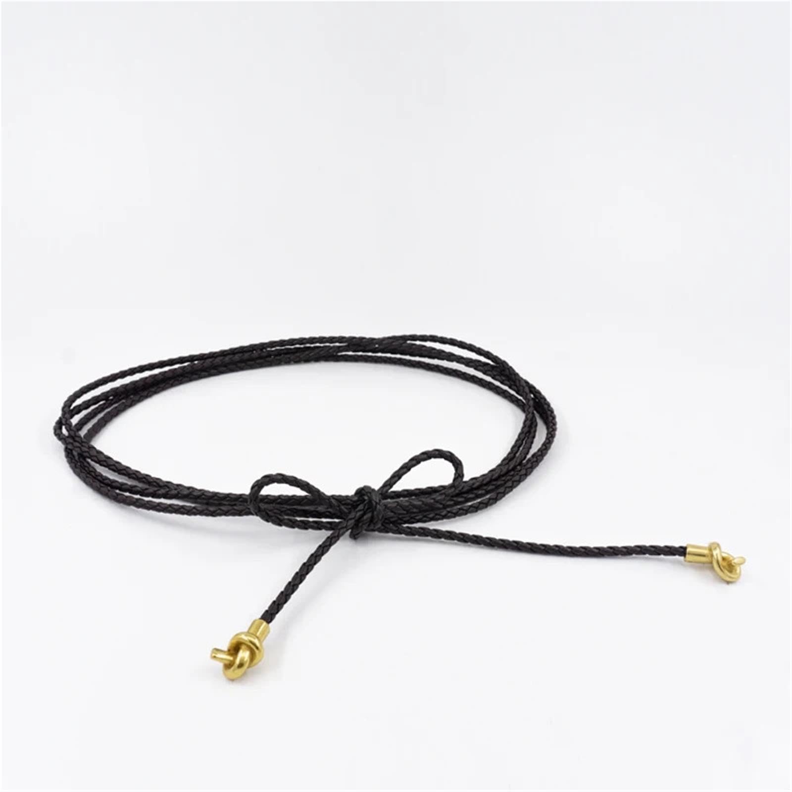 Cuerda tejida for cintura con colgante de nudo dorado