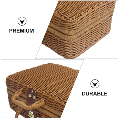 Panier de rangement tissé rétro Beaupretty grande boîte décorative à main - 8