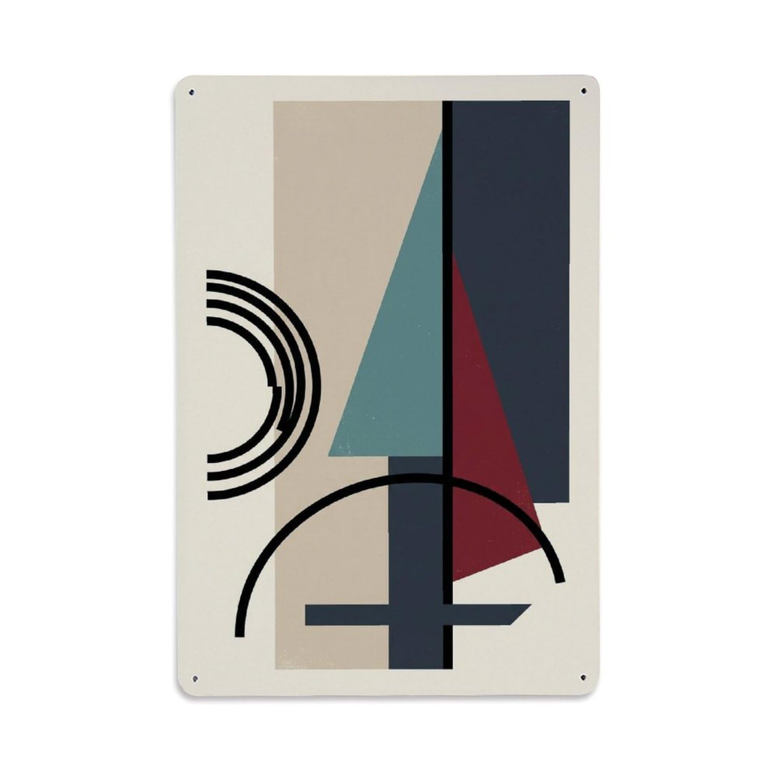 Cream Ground Seaside Sailboat Retro Nautical Blocks Metal Tin Sign Plaque Wall Decor for Cafe, Man Cave, Club Bar, Office, Home Garden Round Metal Poster 8x12Inch