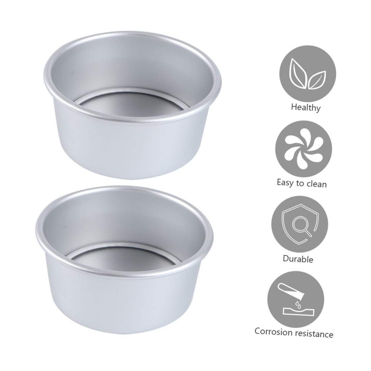 Molde para Pastel Redondo de 4 Pulgadas, Aluminio Anodizado, 8 Piezas | Base Desmontable, Color Plata, Limpieza Sencilla, Uso en Casa y Pastelería Profesional