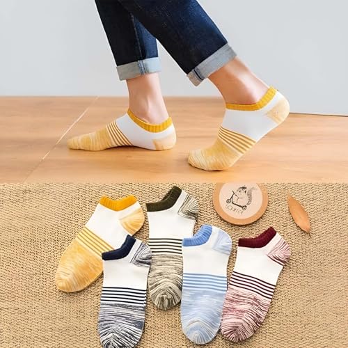 Image of MOMISY Men's Premium Cotton Cushion Ankle length Socks, (Multicolor) Pack of 5 (Free Size)