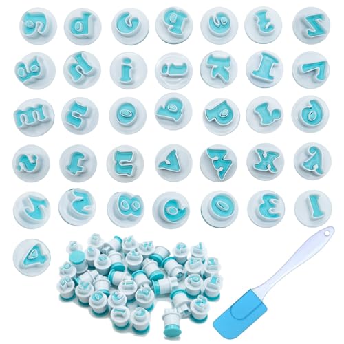 36 moldes de letras para fondant, moldes para fondant, accesorios para hornear, alfabeto, decoración de pasteles, juego de expulsor, sello de galletas, mazapán (reutilizable)