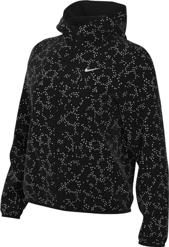 Nike Dri-FIT Reflective Print Women's Running Jacket (US, Alpha, Medium, Regular, Regular, Black)