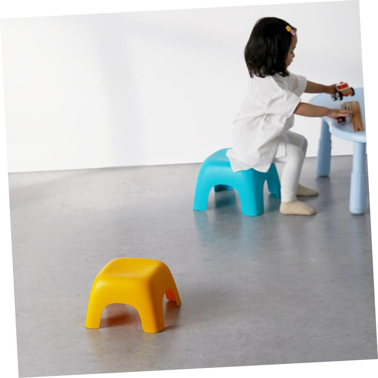 SOLUSTRE Small Non Slip Stool Lightweight Plastic Sitting Step Stool for Stackable Design Load Bearing Footstool for Bathroom Bedroom and Shoe Changing Use