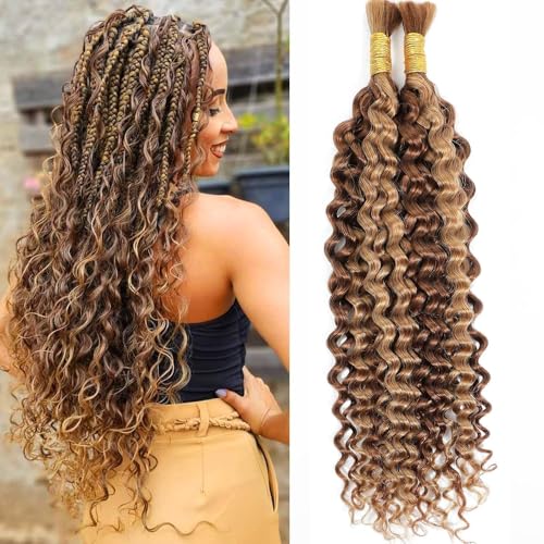 TAOYEMY Deep Wave Capelli Sintetici Sfusi per Trecce 16 Pollici 100g (1 Confezione—2 Ciocche) Extension per Trecce Boho Senza Cuciture, Stile Ricci e Bagnati (P27/30#, 16 inch) TAOYEMY Deep Wave Capelli Sintetici Sfusi per Trecce 16 Pollici 100g (1 Confezione—2 Ciocche) Extension per Trecce Boho Senza Cuciture, Stile Ricci e Bagnati (P27/30#, 16 inch)