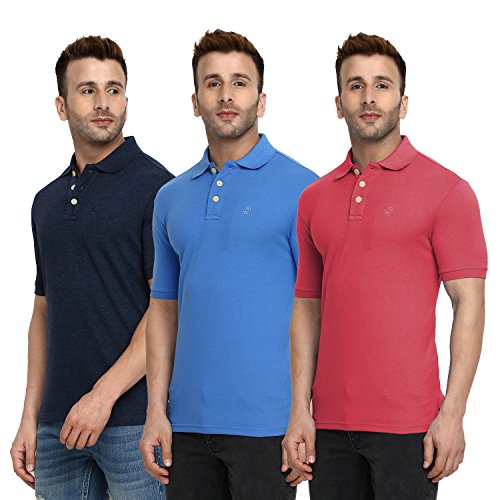 Image of CHKOKKO Men's Cotton Regular Fit Polo T-Shirt Combo Pack of 3